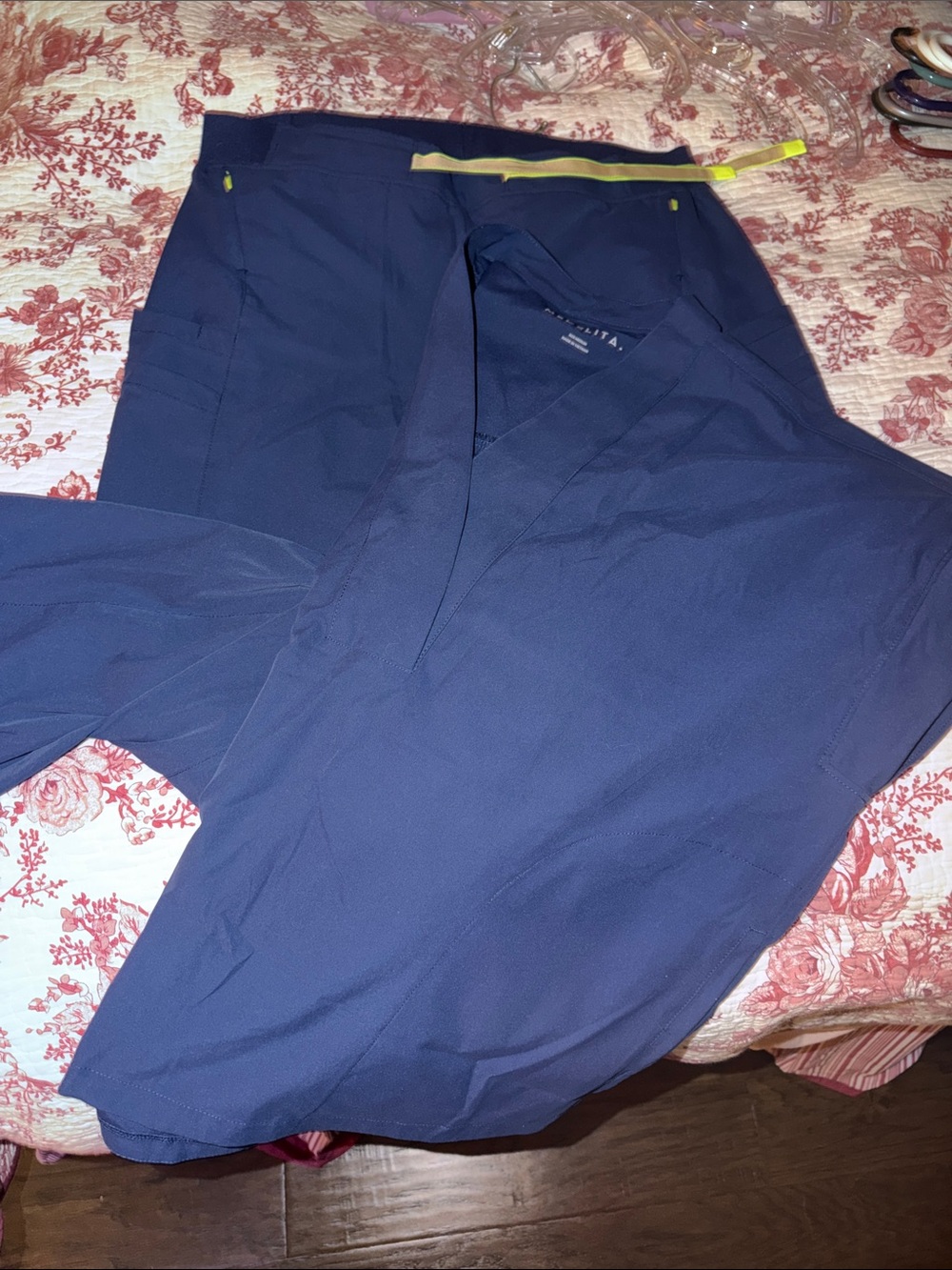 Medelita  Women's Navy Blue Scrub Top and Pants Set